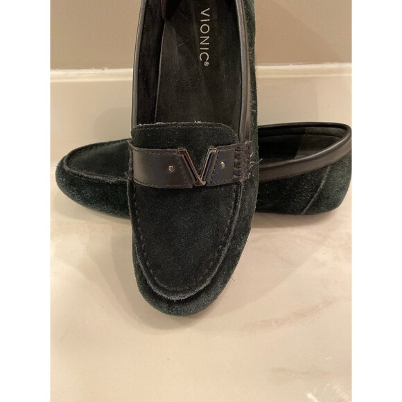 Vionic Navy Womens Flats Slip on Loafers Size 9.5 Orthotic Footbed Suede Look - Picture 3 of 12
